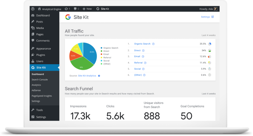 Google Site Kit: WordPress Plugin With Google Analytics, Google Search  Console and more > WooCamp
